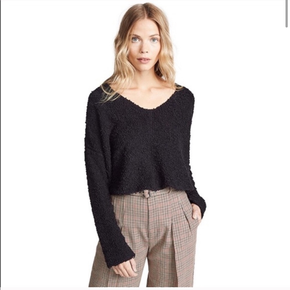 NWT Free People cropped black popcorn sweater XS - Picture 2 of 9